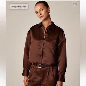 J. Crew Satin Cropped Button-Up